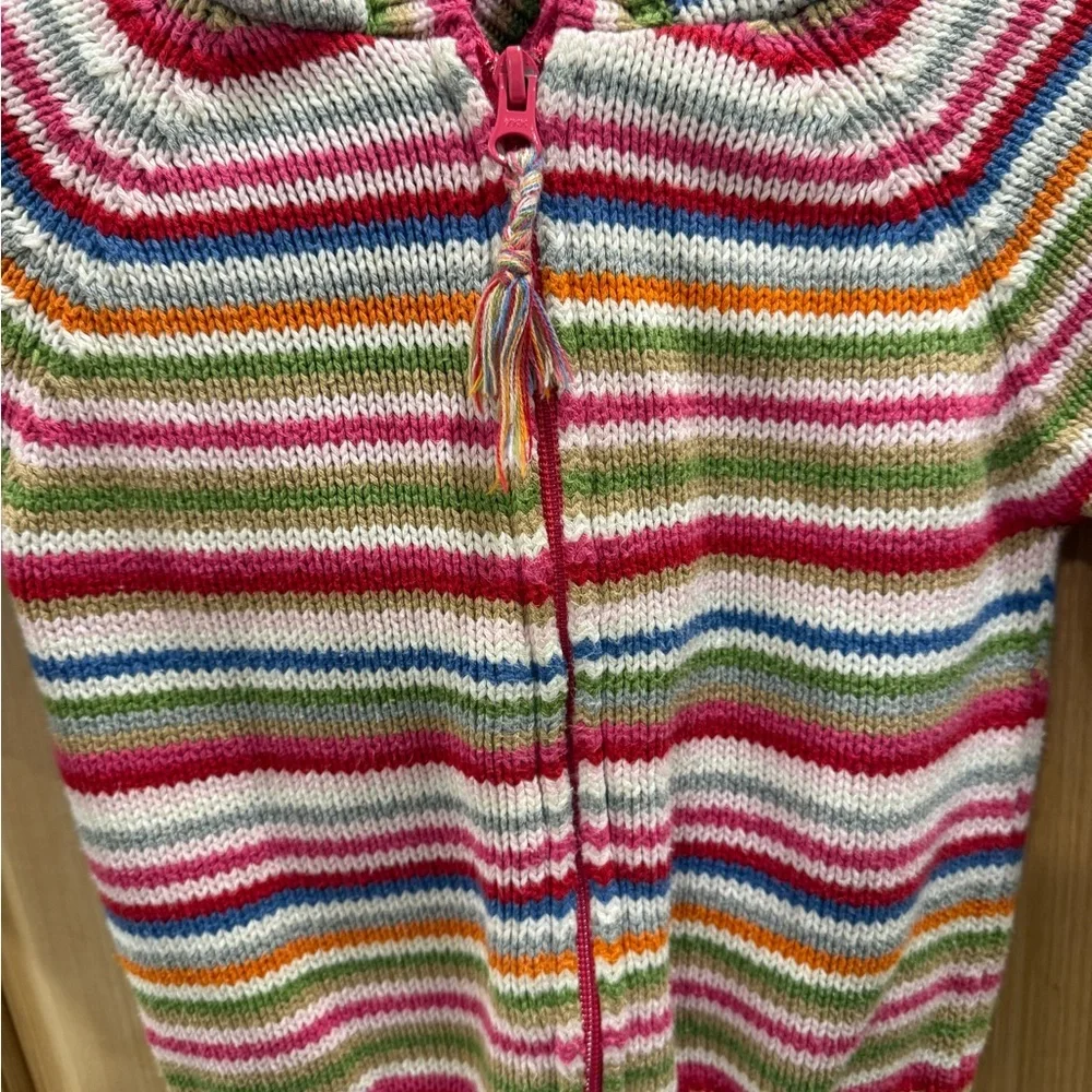 GAP Multicolor Girls Striped 3T Y2K Zip Up Hooded Kit Sweater Tassel Vintage